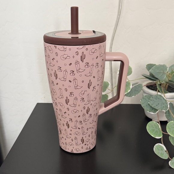 Pink Patterned Water Bottle with Handle - Picture 1 of 5